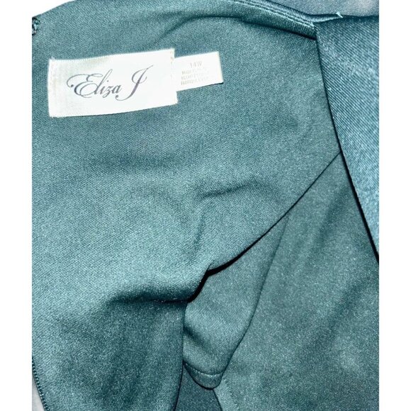 Eliza J Teal Green Sheath Dress w Peeka Boo Back Sz 14W Evening Office Elegant - Picture 6 of 6